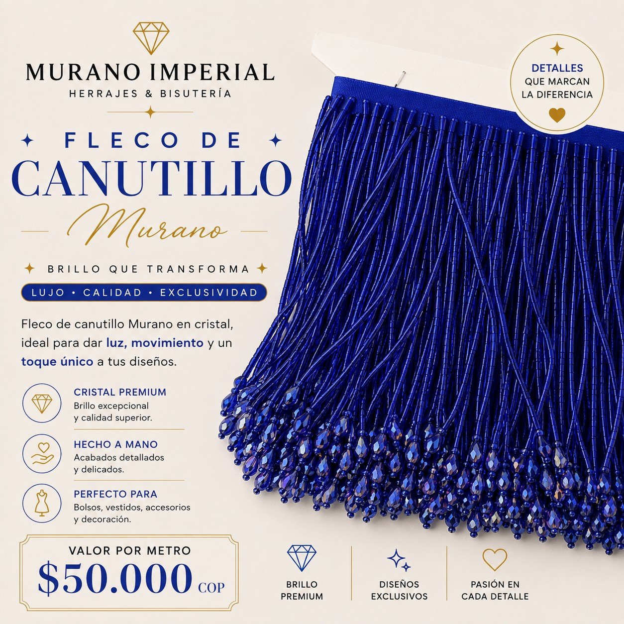Fleco de Canutillo Azul