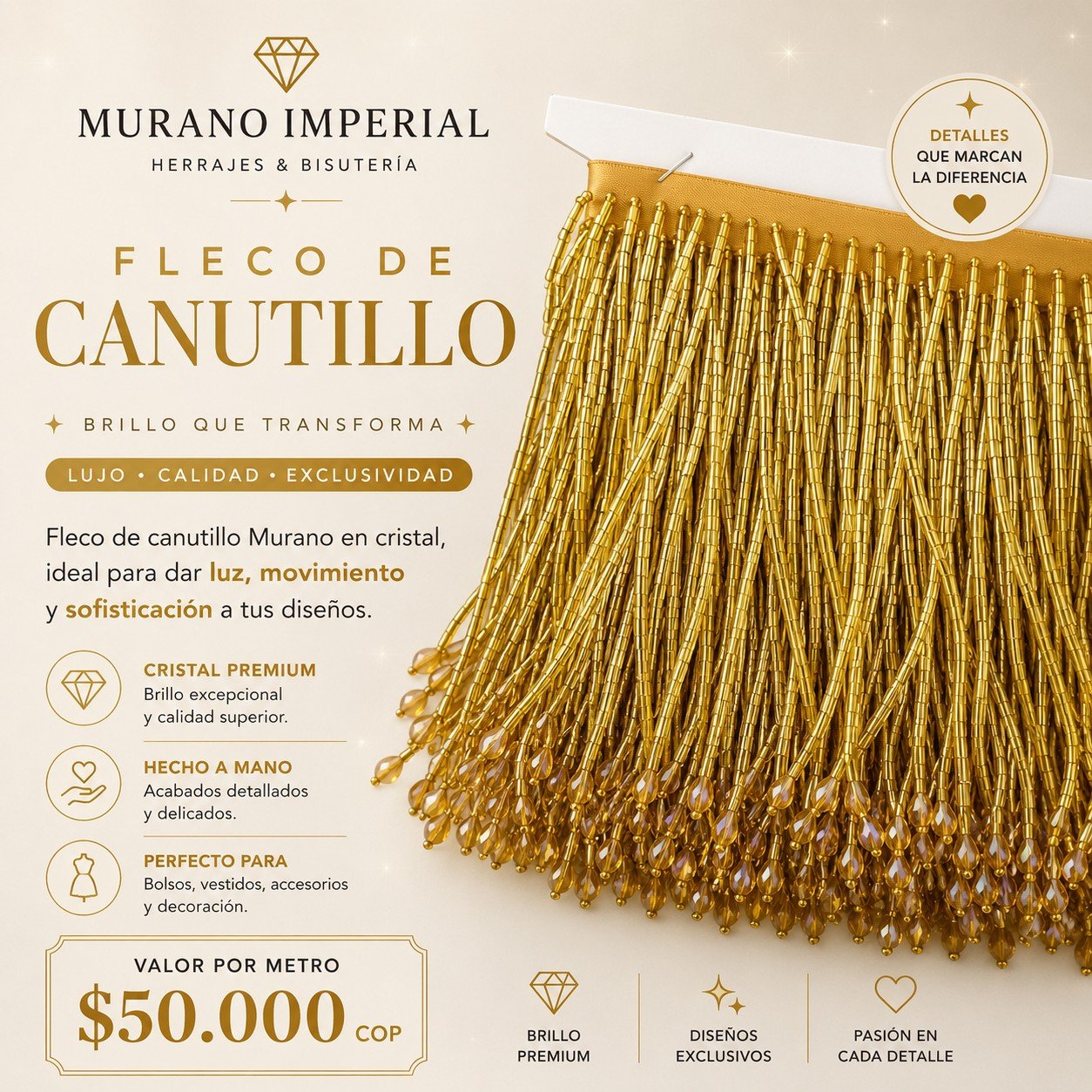 Fleco de Canutillo Dorado