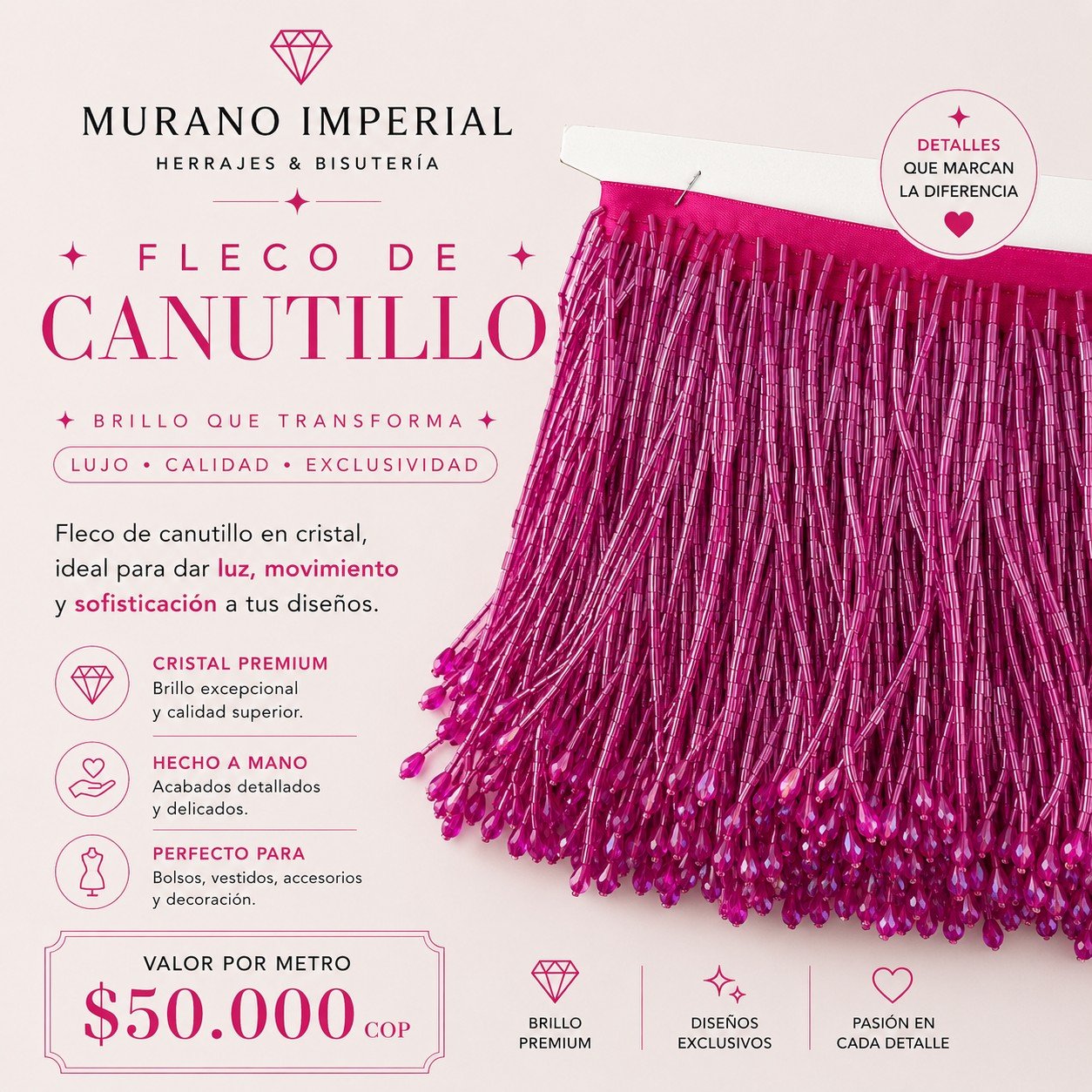 Fleco de Canutillo Fucsia