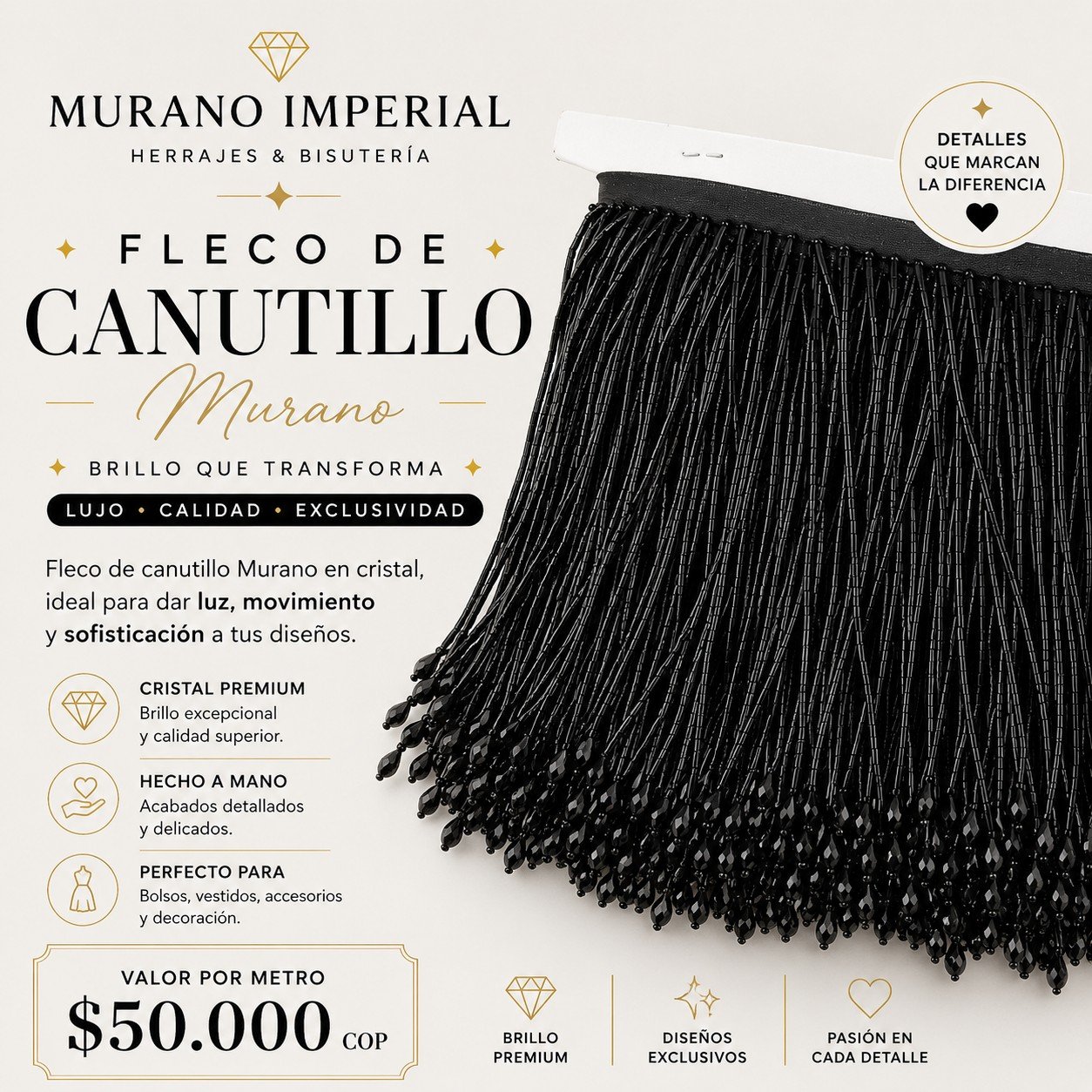 Fleco de Canutillo Negro