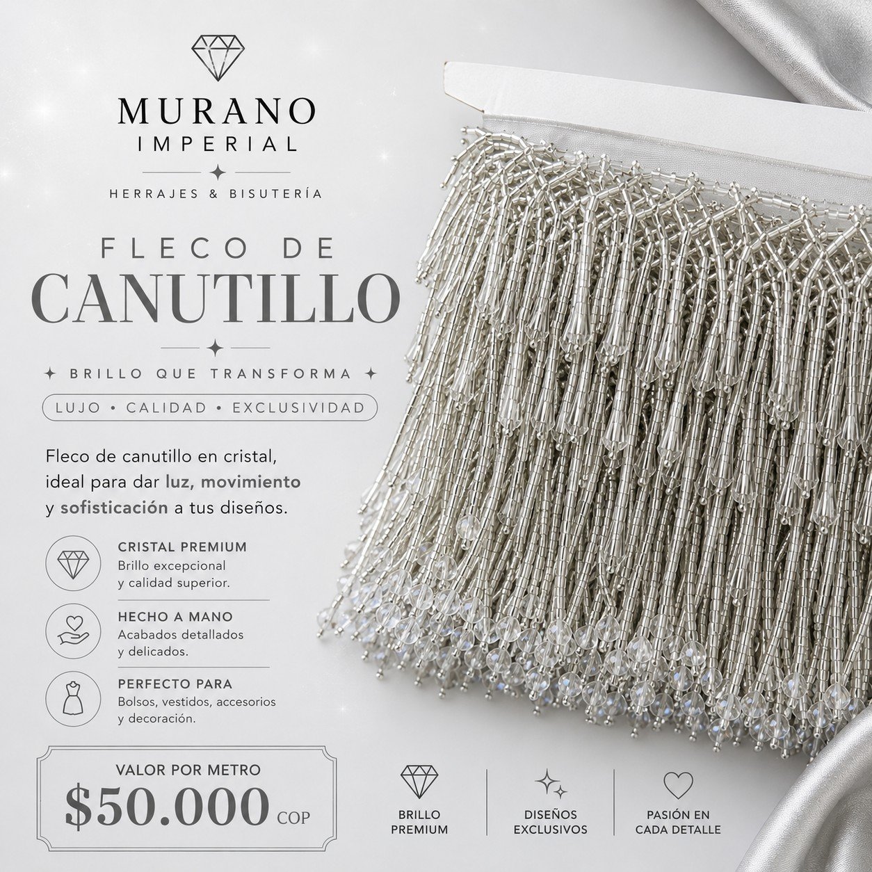 Fleco de Canutillo Plateado