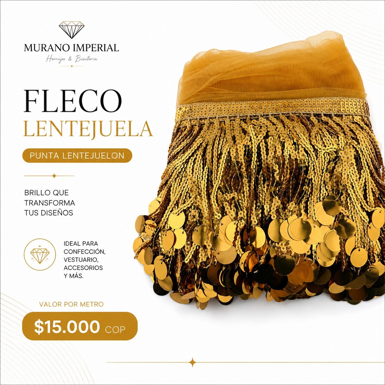 Fleco Lentejuela Dorado