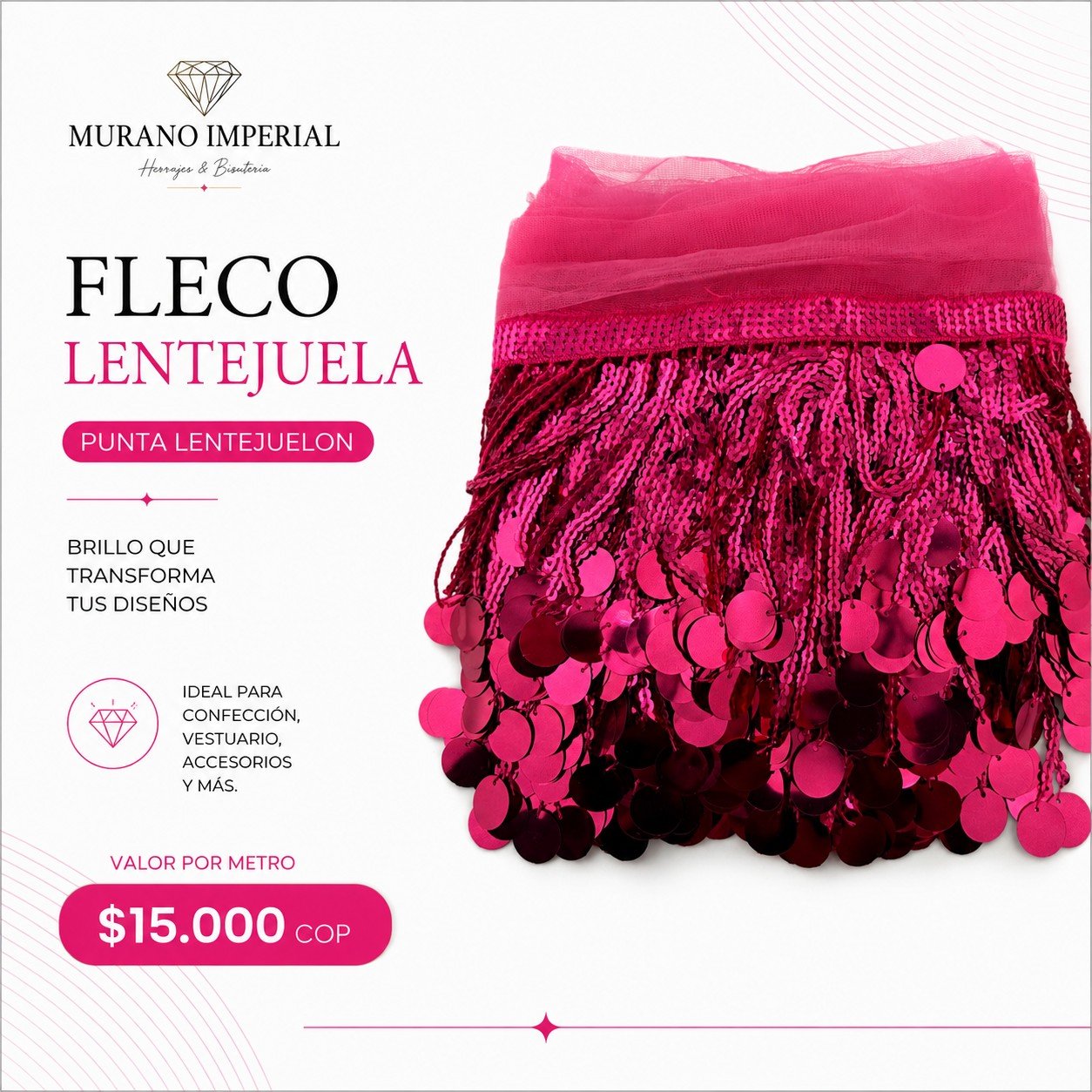 Fleco Lentejuela Fucsia