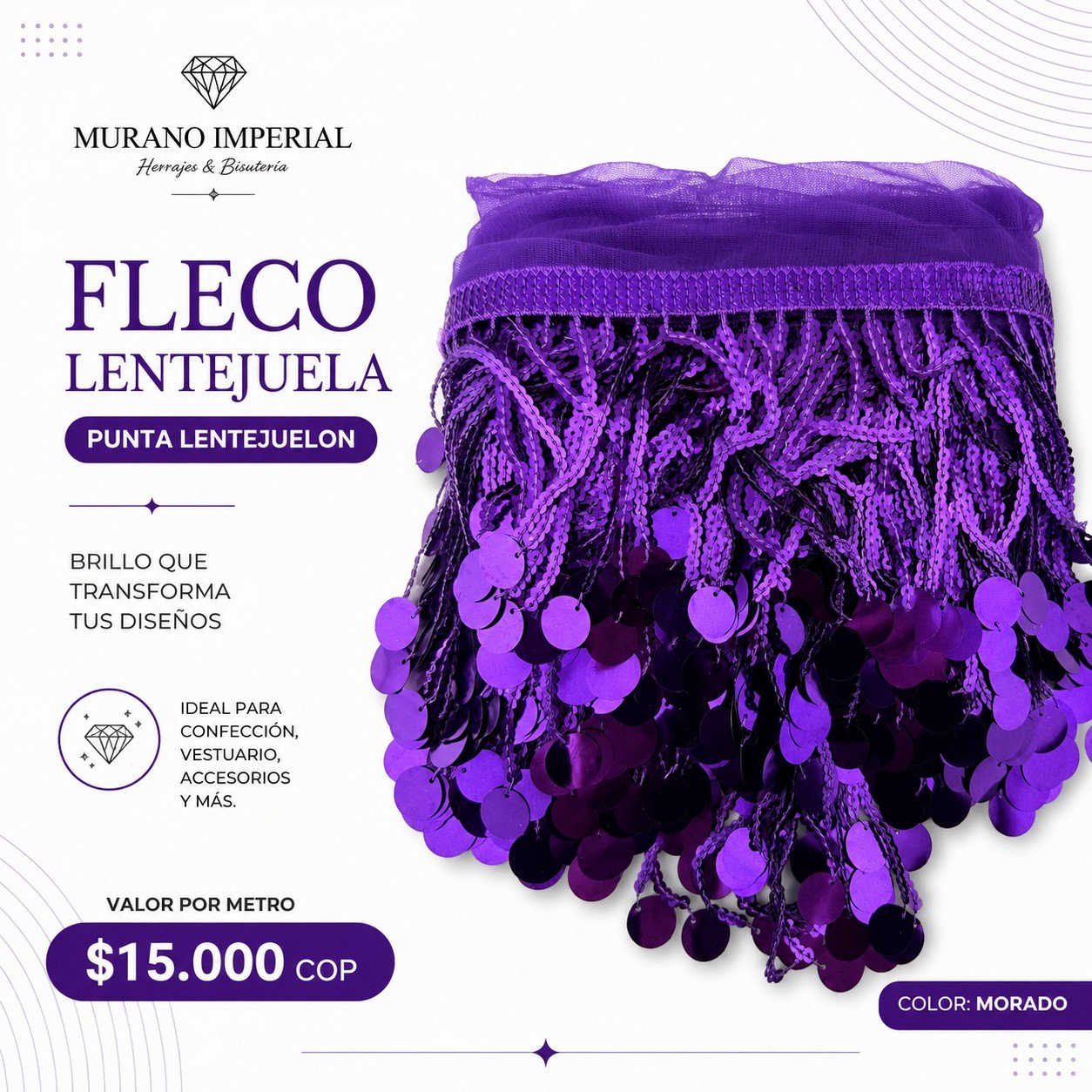 Fleco Lentejuela Morado