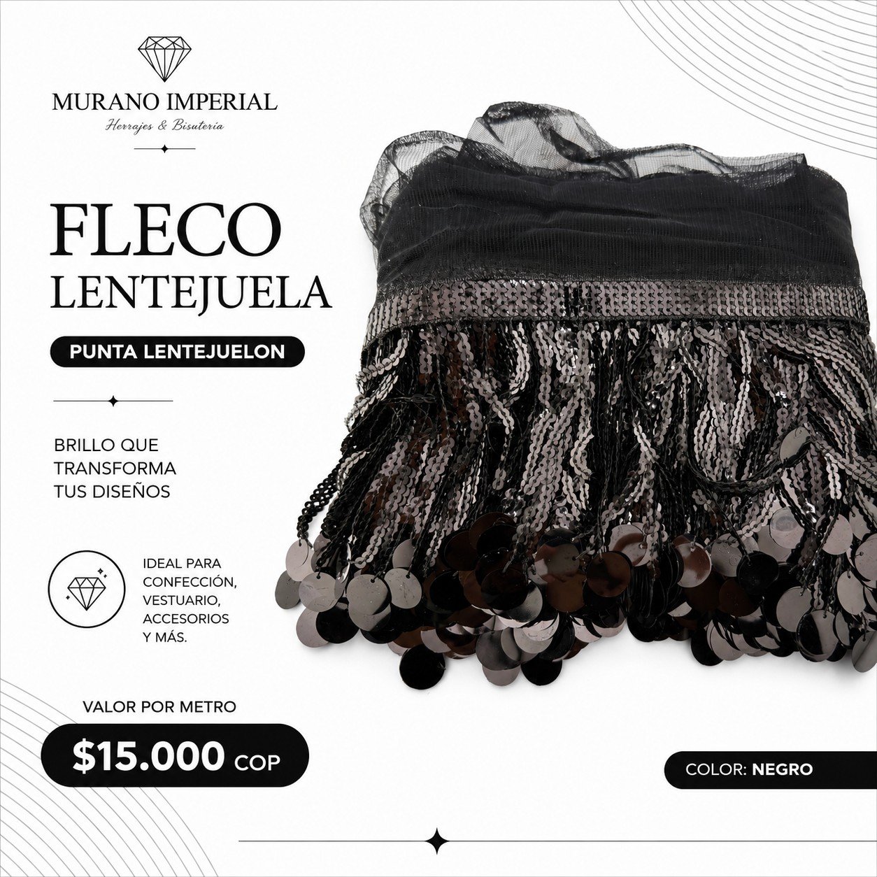 Fleco Lentejuela Negro