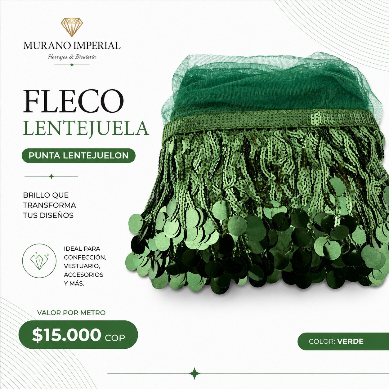 Fleco Lentejuela Verde
