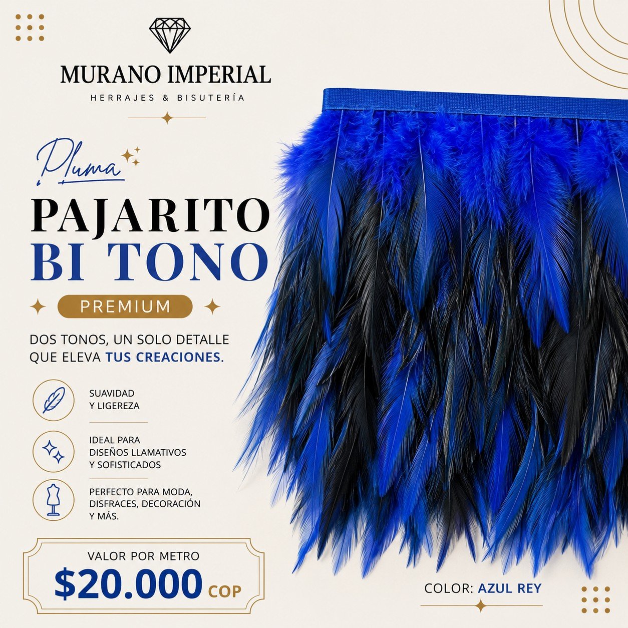 Pajarito Bi Tono Azul Rey