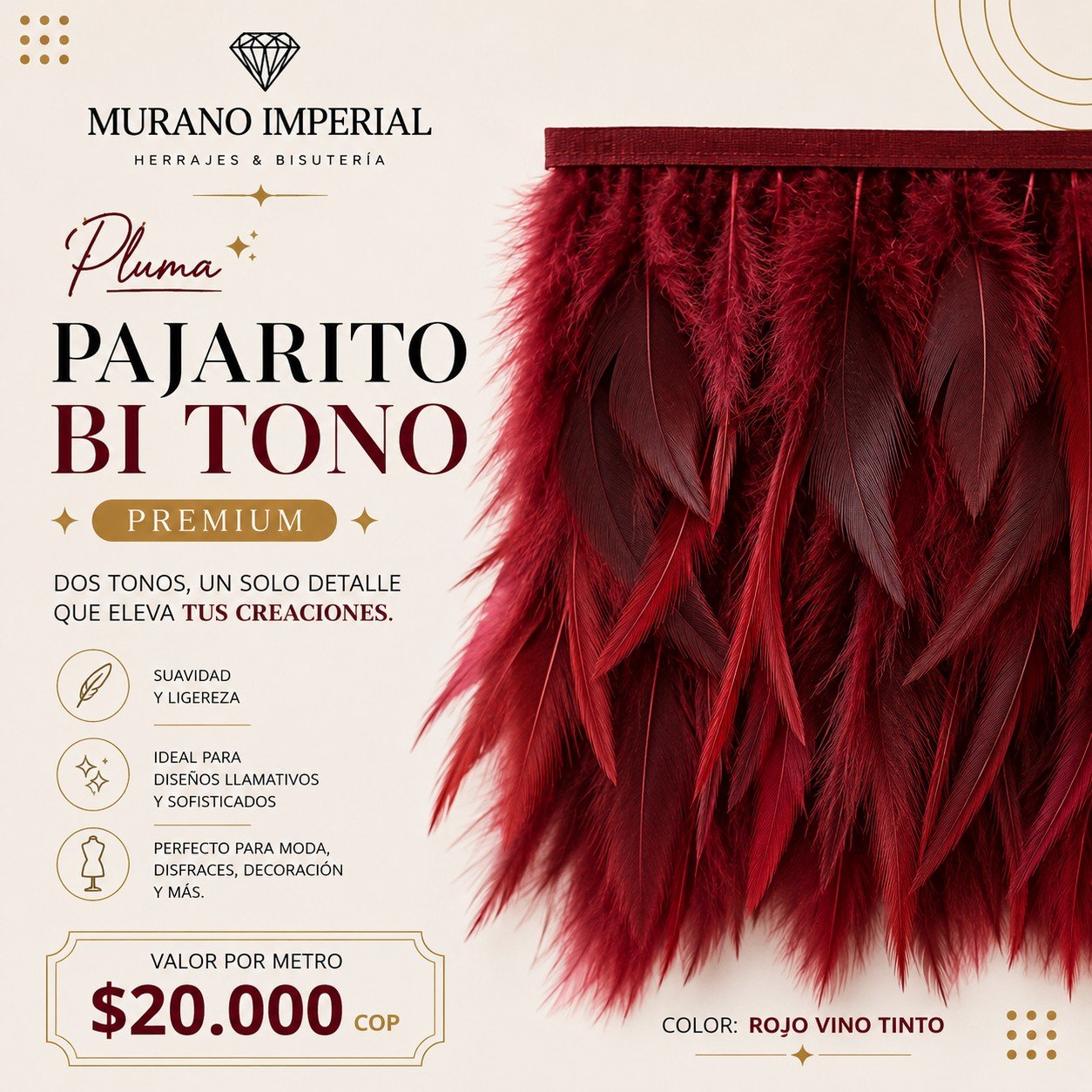 Pajarito Bi Tono Rojo Vino Tinto