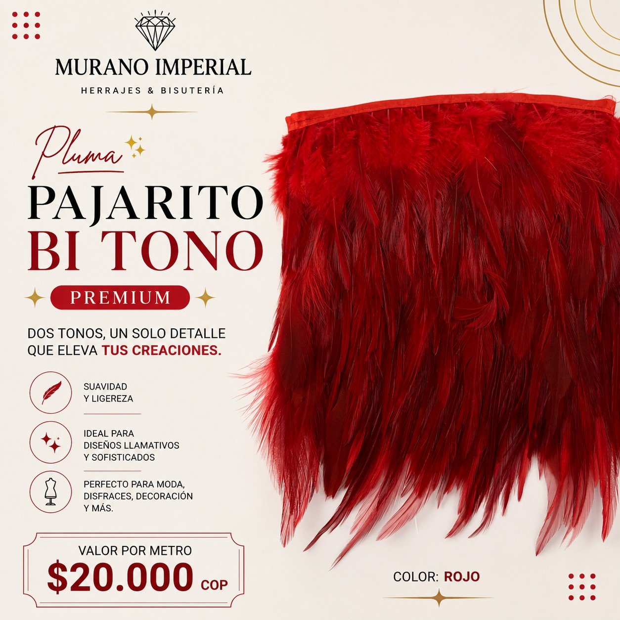 Pajarito Bi Tono Rojo