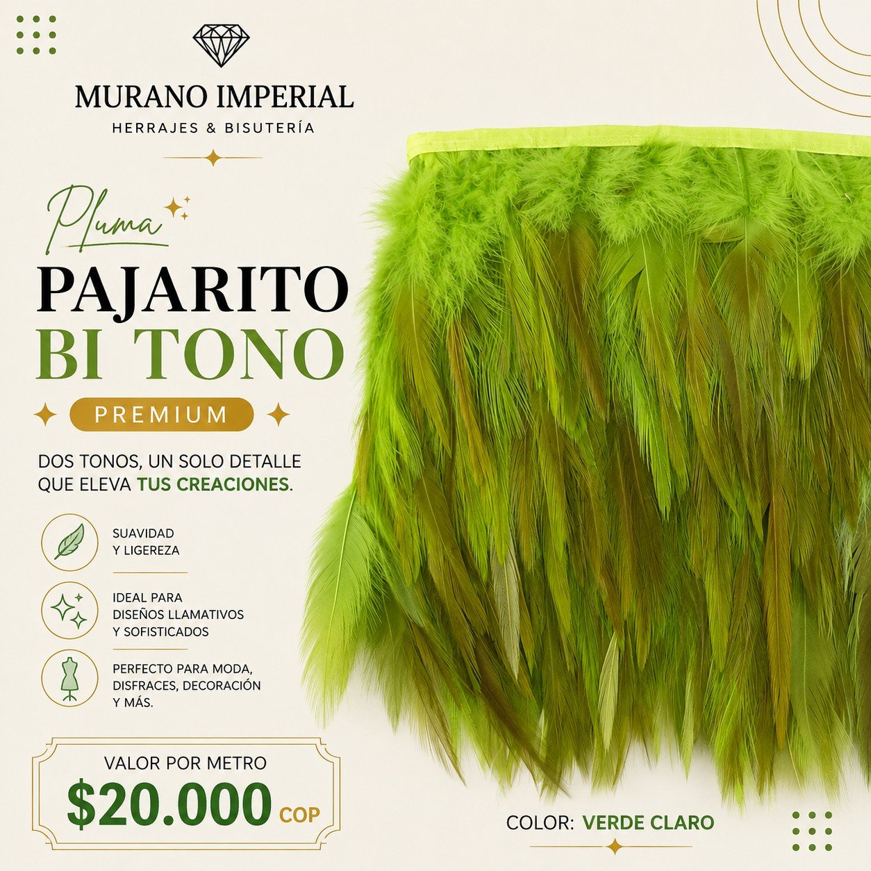 Pajarito Bi Tono Verde Claro
