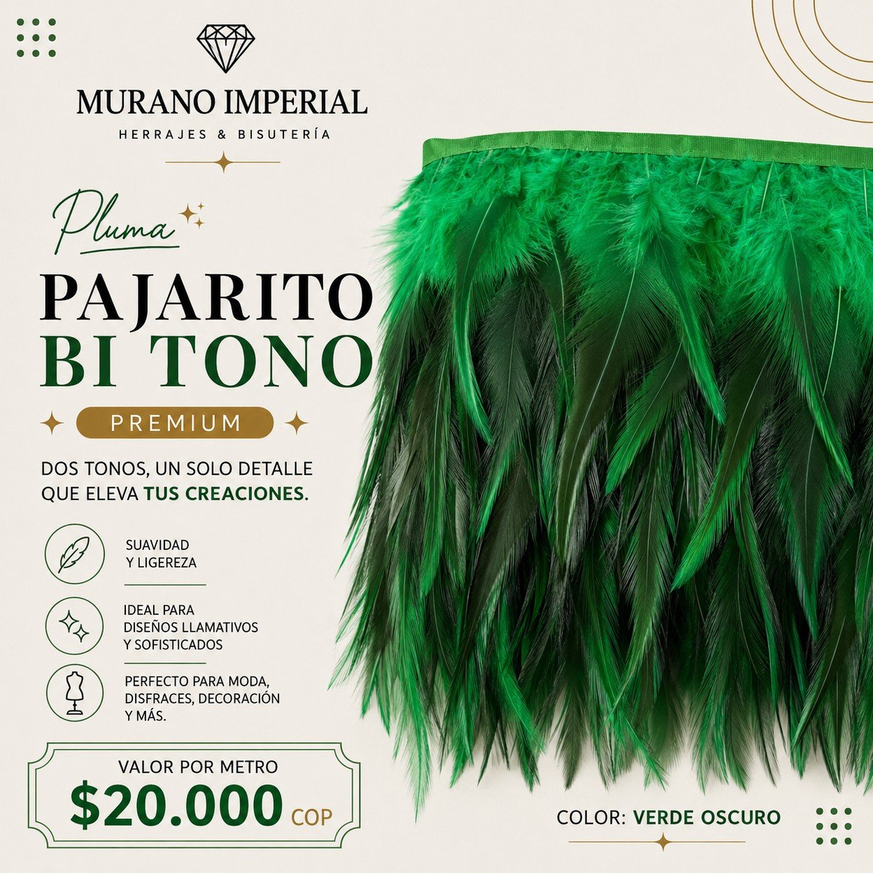 Pajarito Bi Tono Verde Oscuro