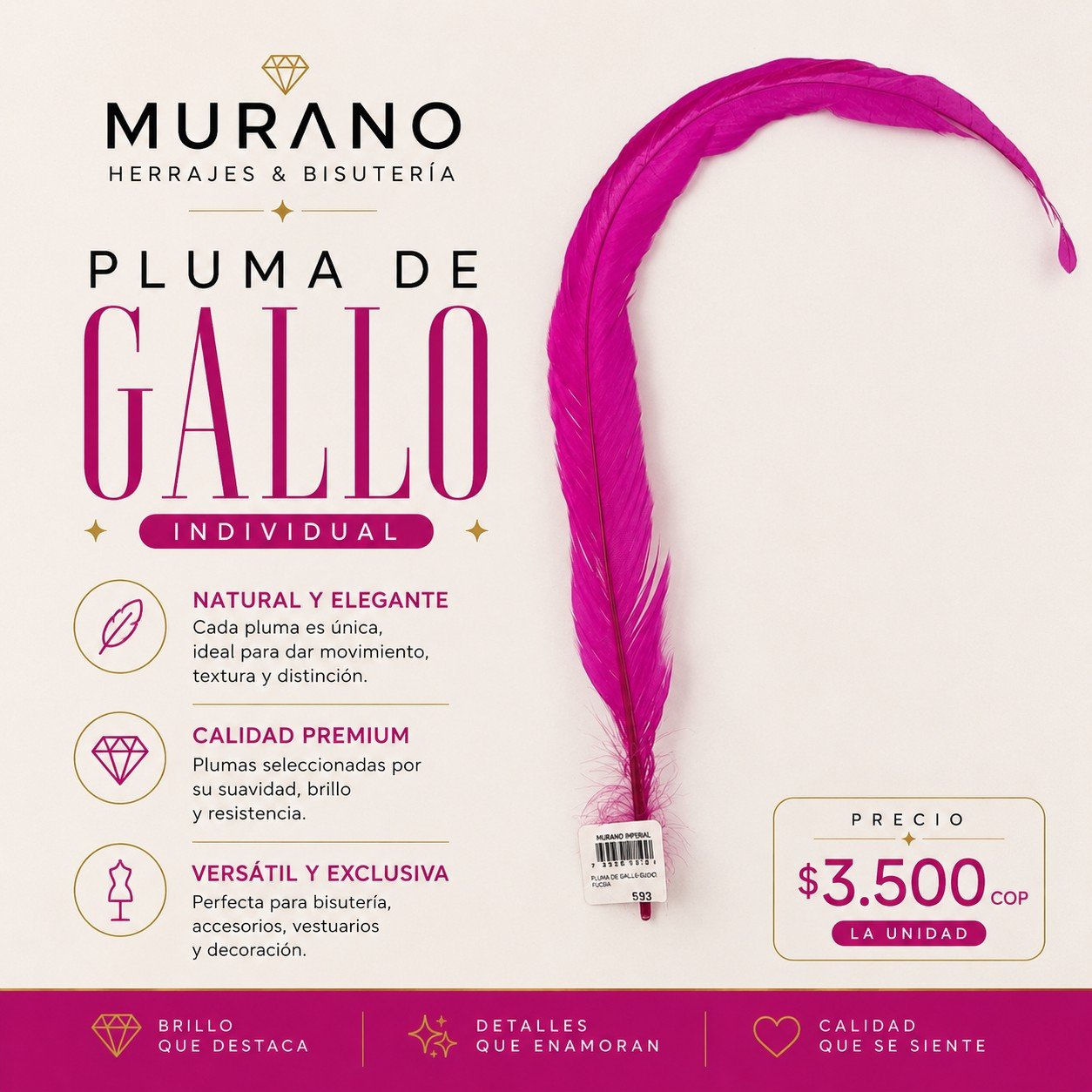 Pluma de Gallo Individual Fucsia