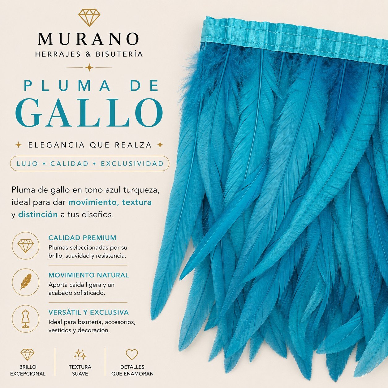 Pluma de Gallo Azul Turqueza