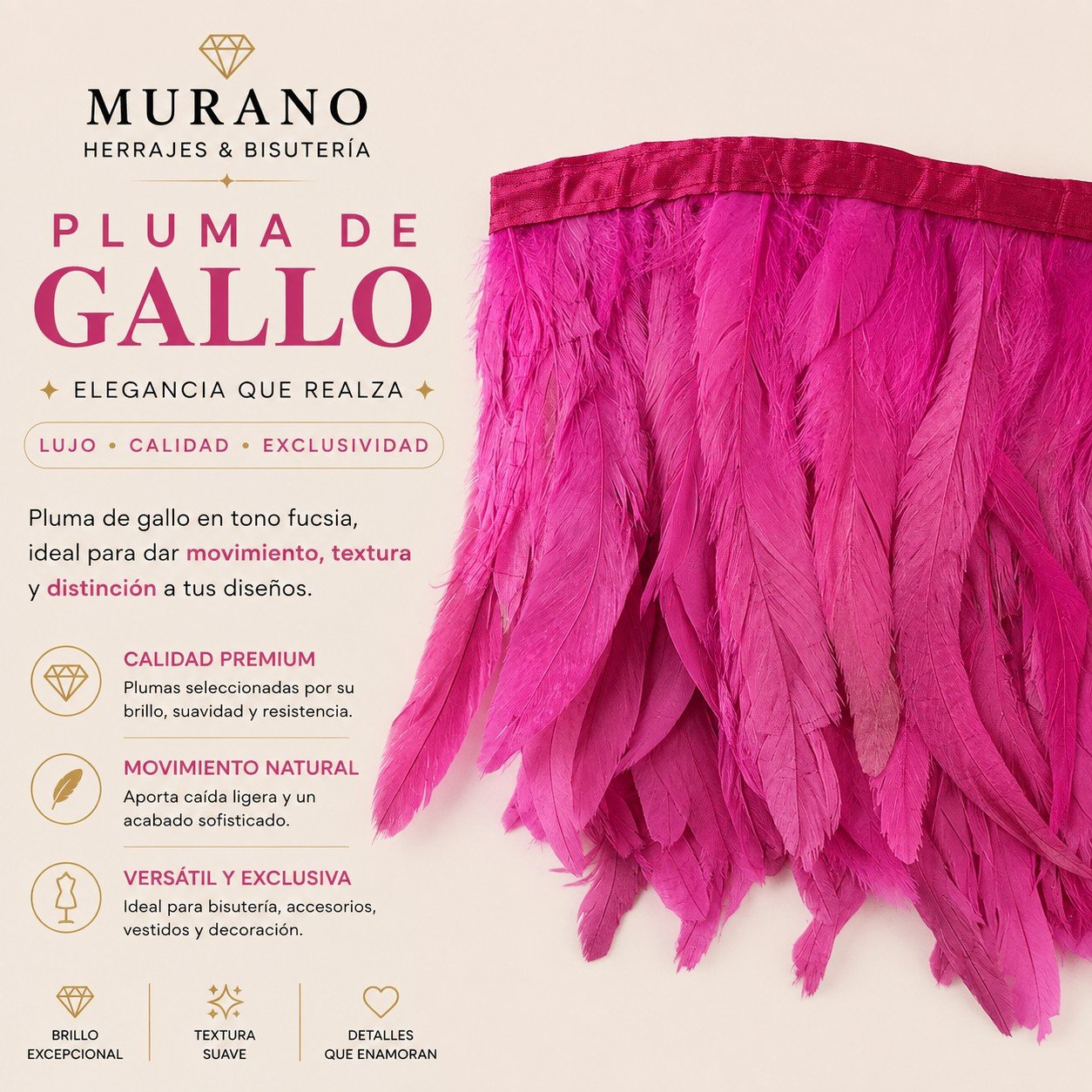 Pluma de Gallo Fucsia