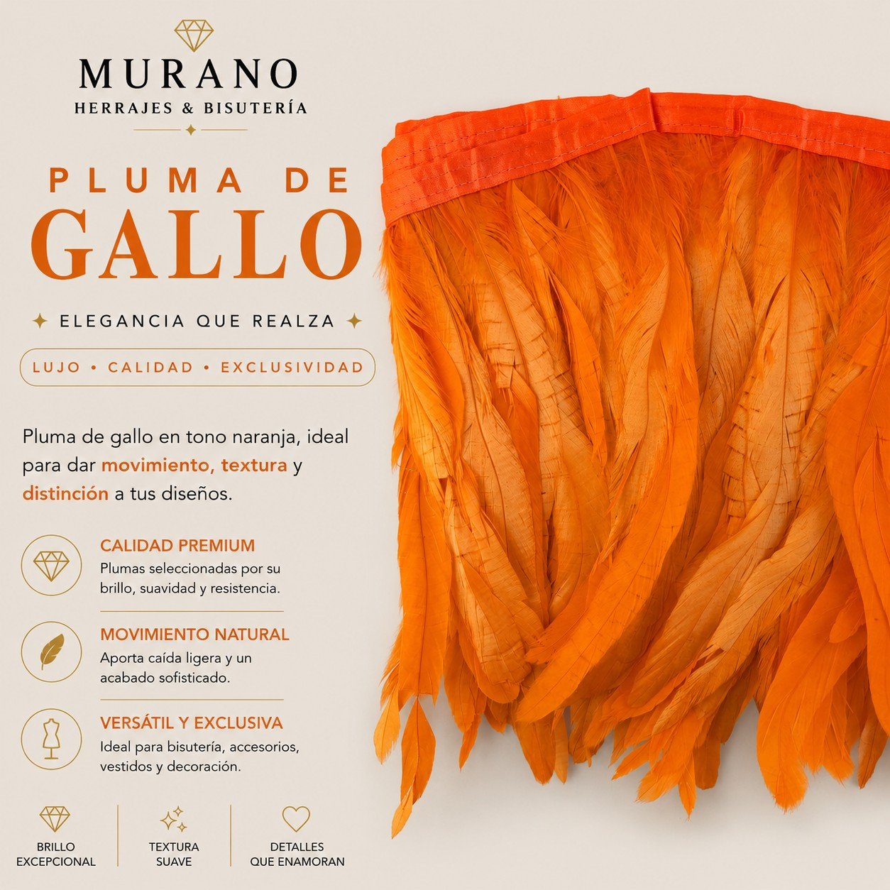 Pluma de Gallo Naranja