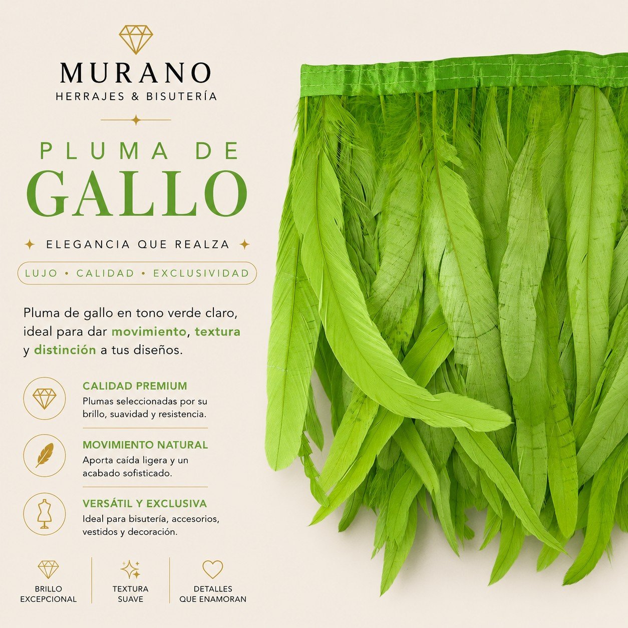 Pluma de Gallo Verde Claro