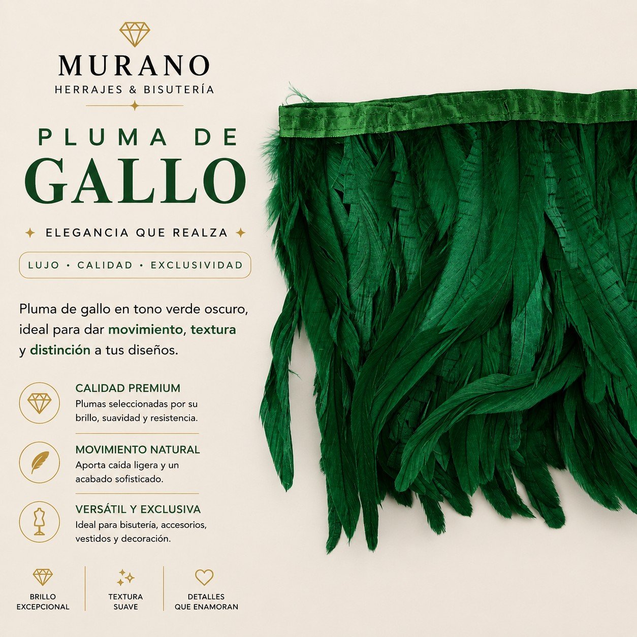 Pluma de Gallo Verde Oscuro