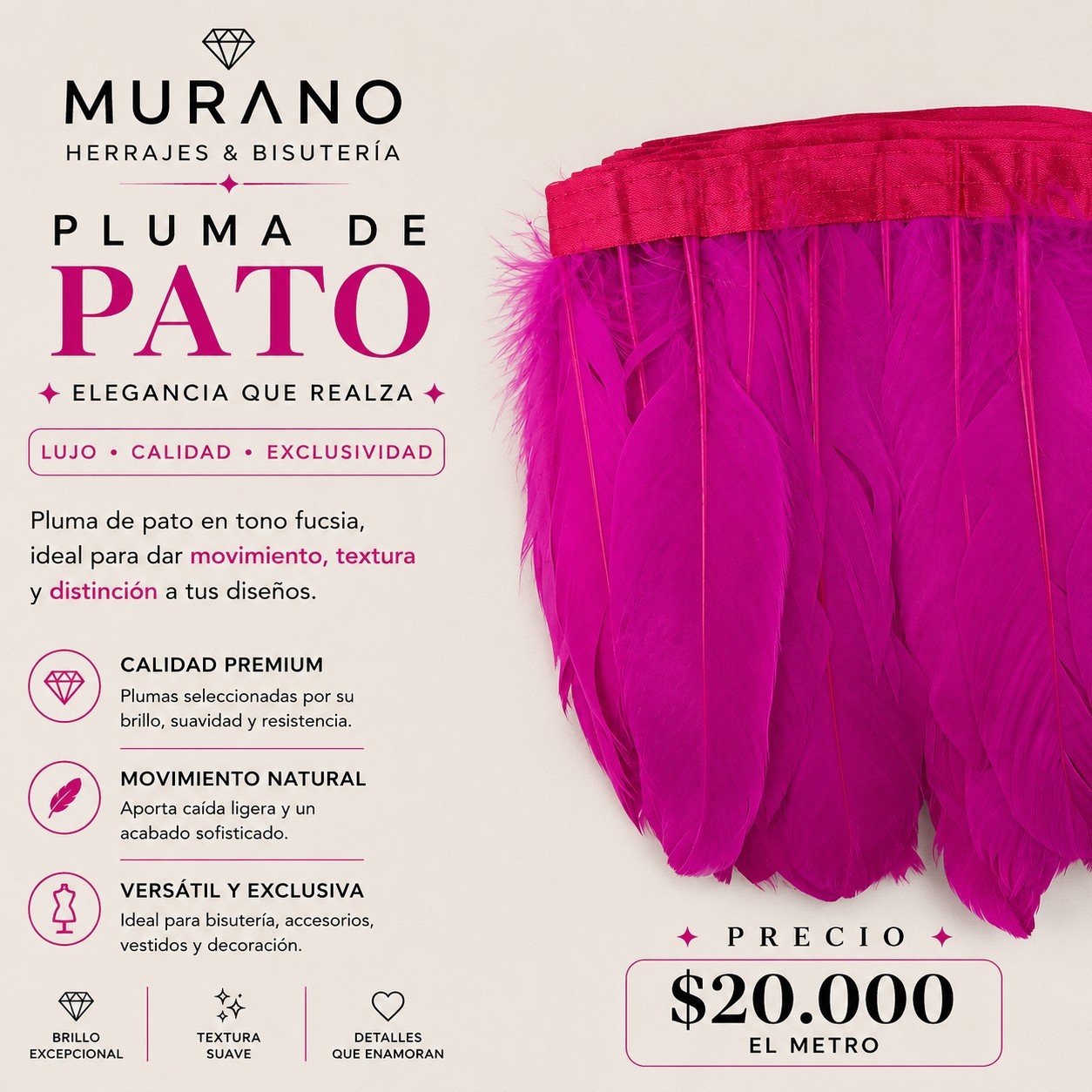 Pluma de Pato Fucsia