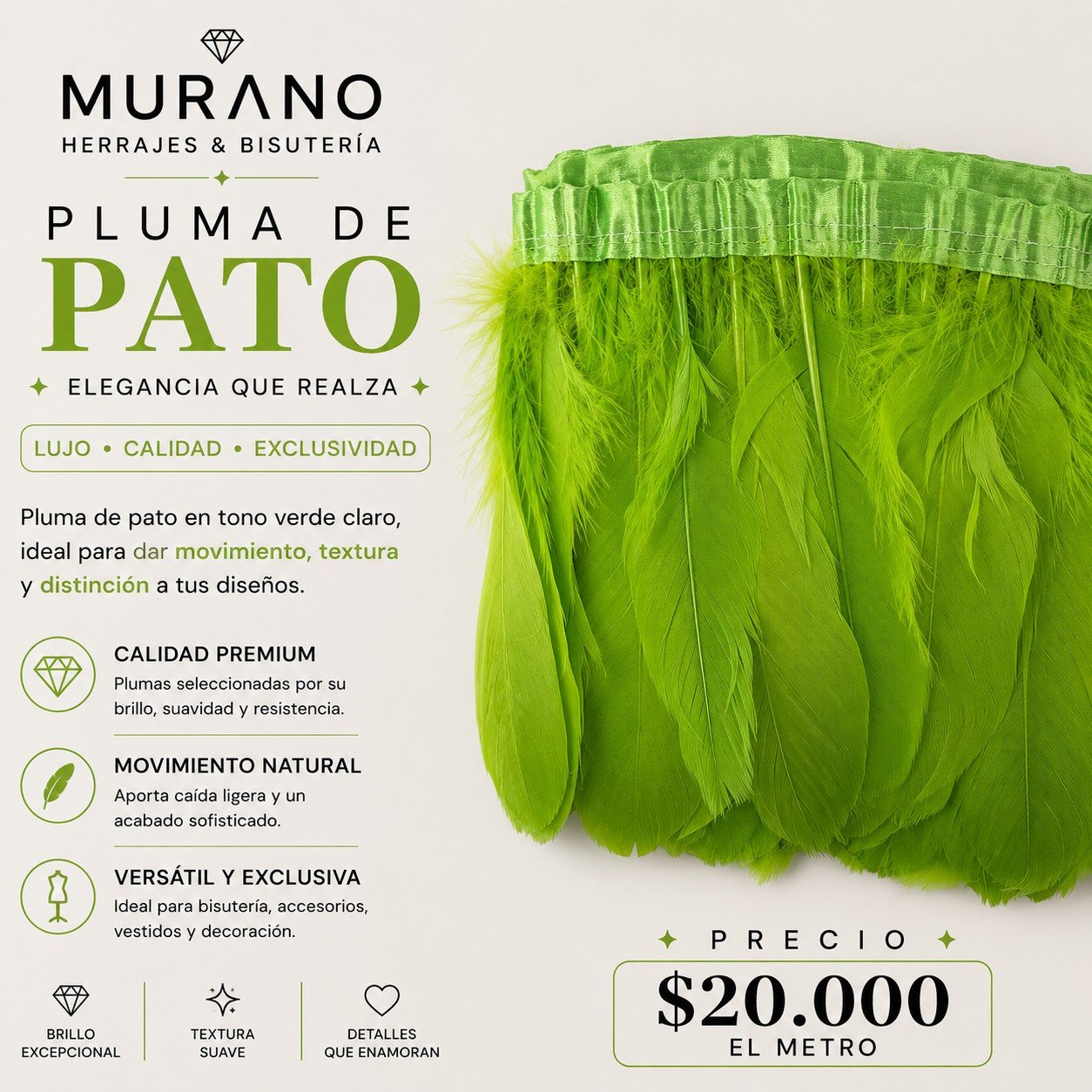 Pluma de Pato Verde Claro